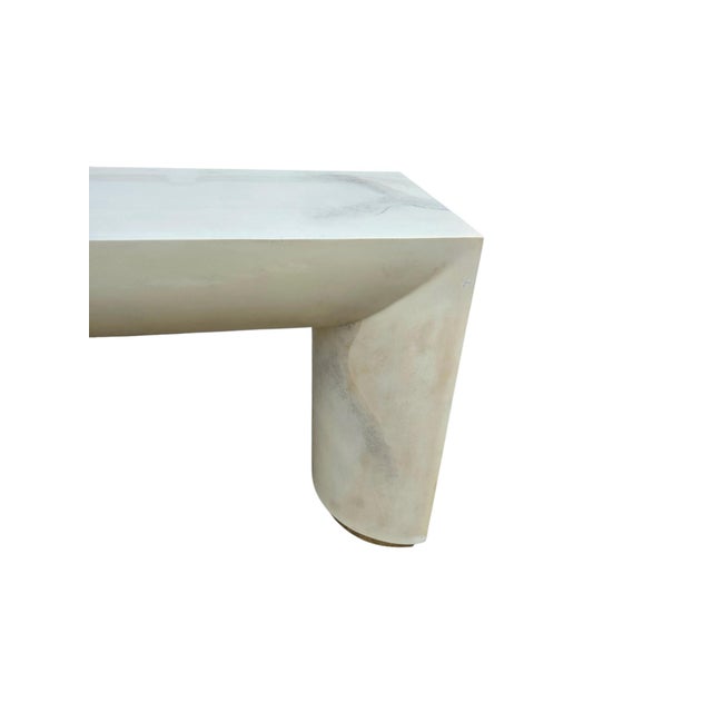 Vintage Postmodern Faux Goatskin Console Table Karl Springer Style Lacquered For Sale In Philadelphia - Image 6 of 18