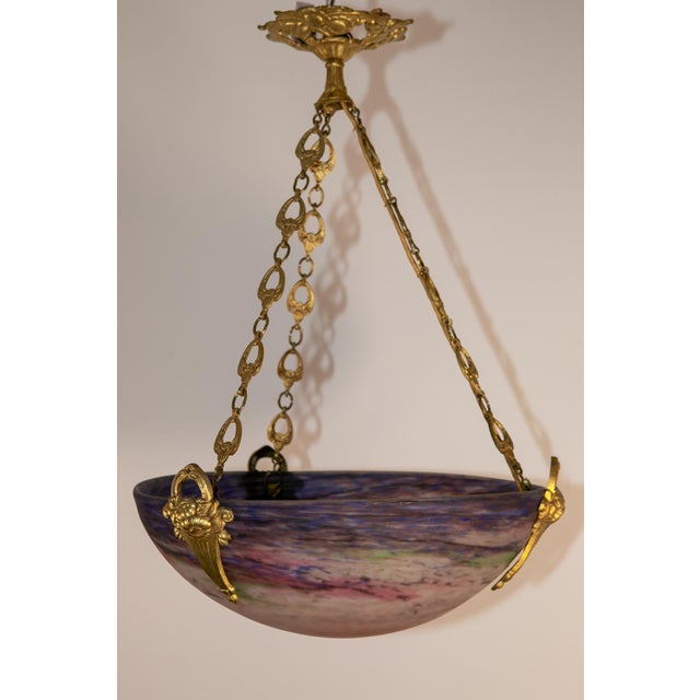 Art Deco Ceiling Lamp with Large Glass Bowl by Muller Frères for Muller Frères Luneville, France, 1930s For Sale - Image 11 of 11