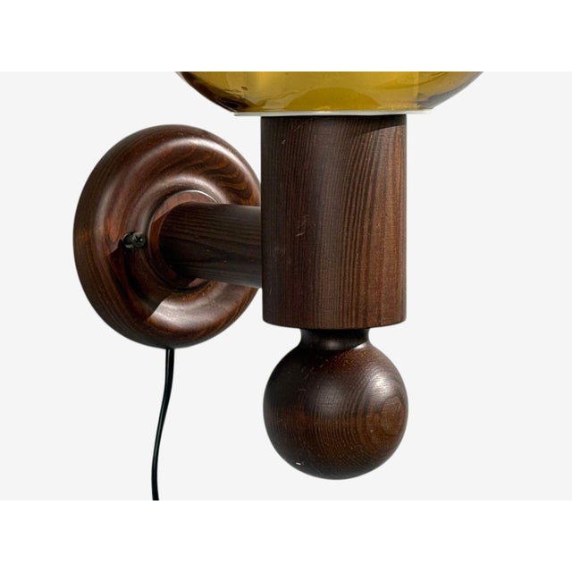 1960s Luxus Vittsjö, Impressive Wall Sconces, Dark Pine, Tinted Glass - Pair For Sale - Image 10 of 12