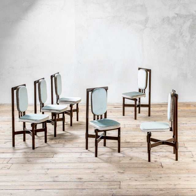 Wood Armchairs by Leonardo Fiori for Isa Bergamo, 1960s, Set of 6 For Sale - Image 7 of 7
