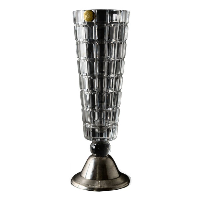 Riihimäki Silver and Crystal Vase, 1967 For Sale