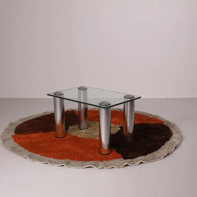 Metal Vintage Glass and Steel Table For Sale - Image 7 of 12
