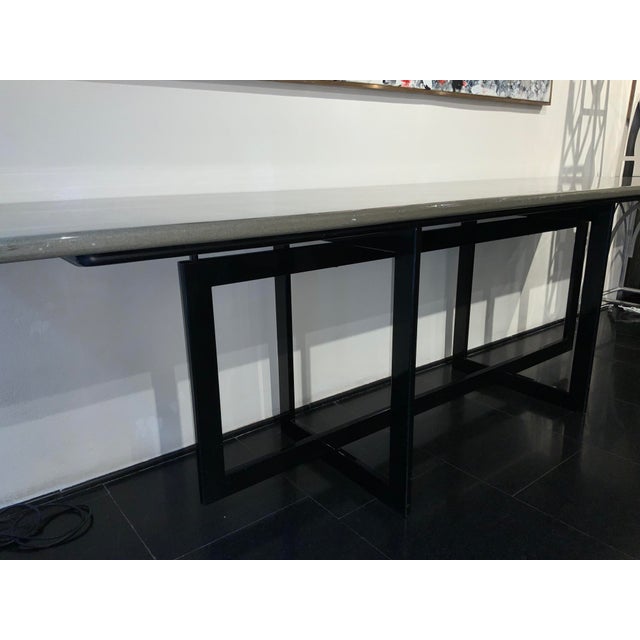 Console Table with Olive Green Marble Top, 1970 For Sale - Image 4 of 5
