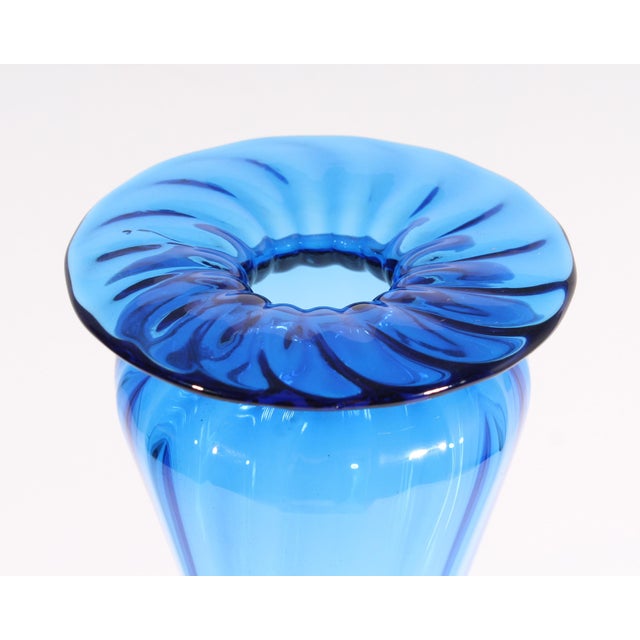 Vintage Young & Constantin Signed Art Glass Blue Vase Chairish