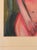 "Seated Woman with Vase," a modernist figural painting of a seated nude rendered in pink against fields of green and...