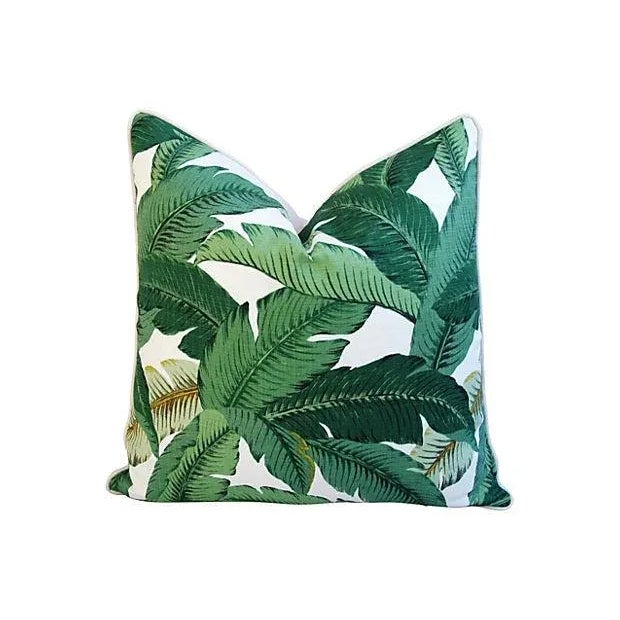 Mid-Century Modern Beverly Hills Iconic Banana Leaf Feather/Down Pillows 24" Square - Pair For Sale - Image 3 of 8