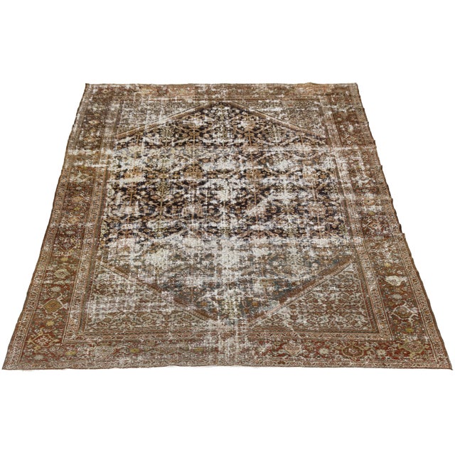Antique Mahal Rug With Exquisite Distressed Wabi-Sabi Patina For Sale - Image 11 of 11