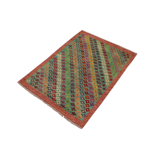 Shabby Chic Eclectic Balochi Blue/Red Wool Rug - 3'4''x5'1'' For Sale - Image 3 of 11
