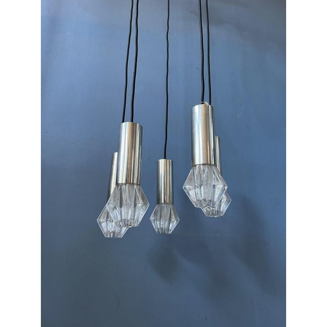 Silver Mid-Century Space Age Cascade Pendant Lamp, 1970s For Sale - Image 8 of 11