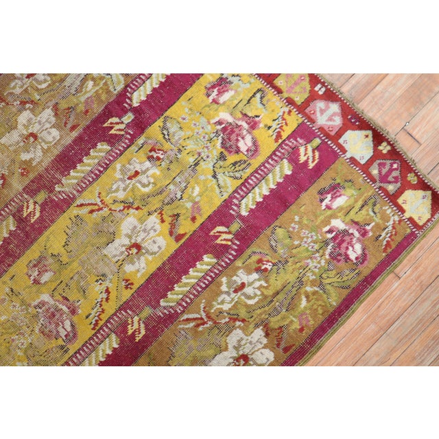 Antique Zabihi Collection Ghiordes Small Floral Runner - 3'6" x 7' For Sale - Image 4 of 10