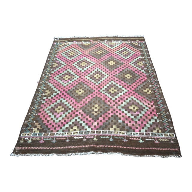 1960s Turkish Handwoven Kilim Rug For Sale