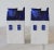 Mid 20th Century Vintage Blue and White Ceramic House Candle Holders - a Pair For Sale - Image 5 of 9