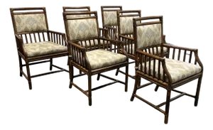 McGuire Furniture Far East Collection Dining Armchairs, Vintage Set of Six