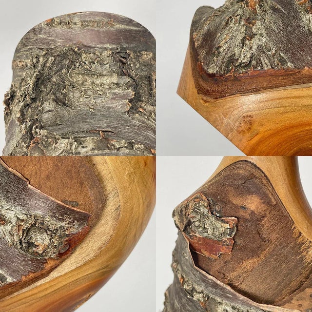 Paul Russell Designs Hand Turned Cherry Wood Live Edge Vase, Signed For Sale - Image 12 of 13