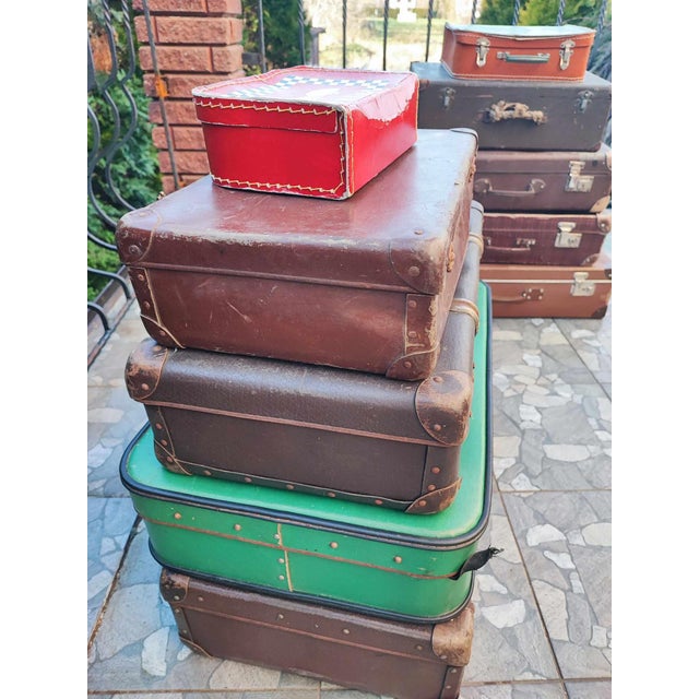 Art Deco Suitcases, Set of 5, dimensions height 70 cm, width 65 cm, depth 37 cm.
