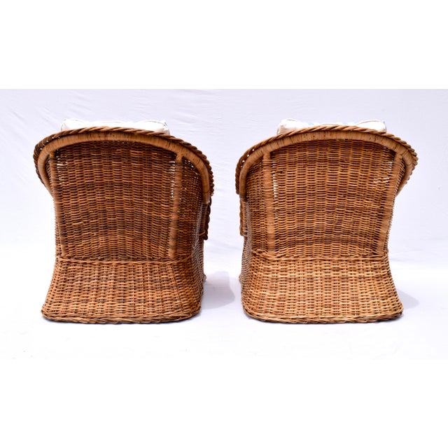 1980s Italian Wicker Works Braided Rattan Seating Set, 3 Pieces For Sale In Philadelphia - Image 6 of 11