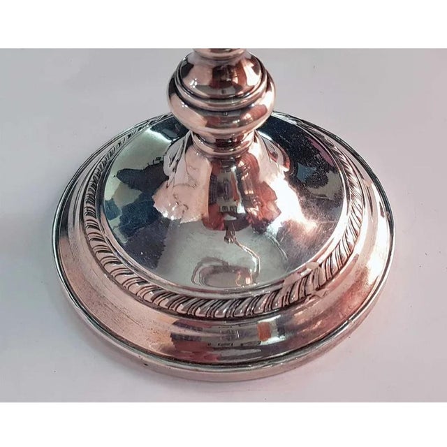 1920s 15 Inch American Antique Silver Three-Light Candelabra For Sale - Image 5 of 10