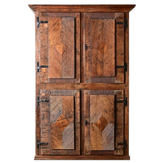 Portuguese 18th Century Carved Solid Chestnut Cabinet For Sale In Baton Rouge - Image 6 of 14
