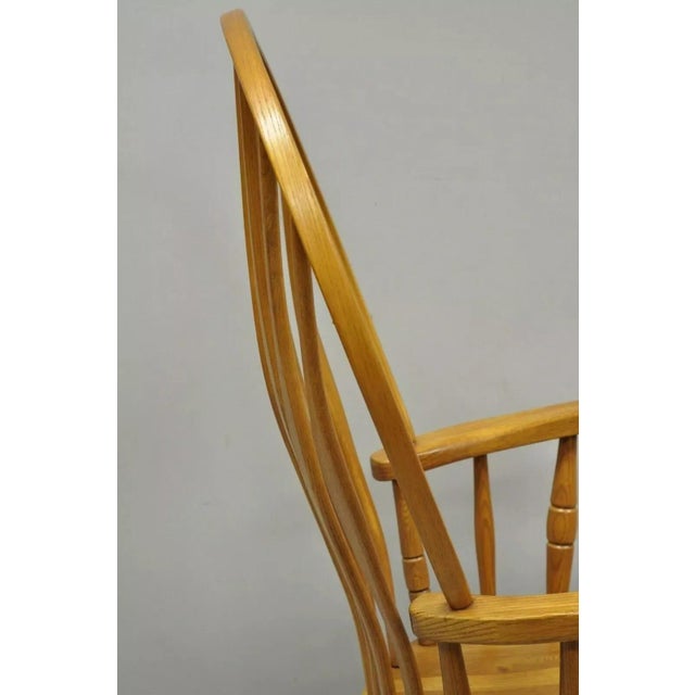 Brown Late 20th Century Vintage Oskar Huber Oak Wood Windsor Style Fan Back Rocker Rocking Chair For Sale - Image 8 of 12