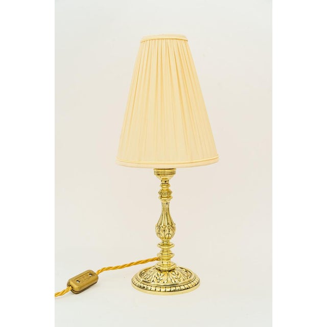 Historistic Brass Table Lamp with Fabric Shade, Vienna, Austria, 1890s For Sale - Image 13 of 13