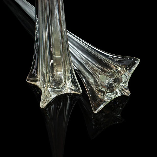 French Iris Tall Glass Gladioli Flower Vases - A Pair For Sale - Image 11 of 13