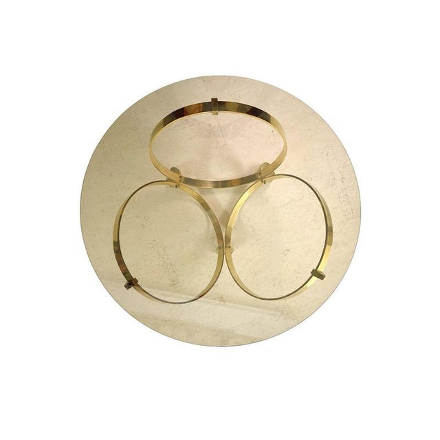 Gold Round Coffee Table in Brass with Smoked Glass Top by Knut Hesterberg, 1970s For Sale - Image 8 of 10