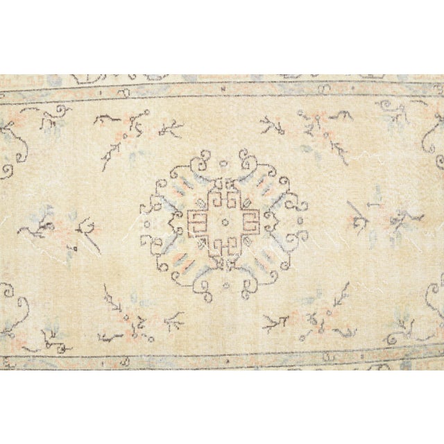 Beige 1970s Turkish Oushak Handmade Wool Cotton Beige Area Rug For Sale - Image 8 of 9