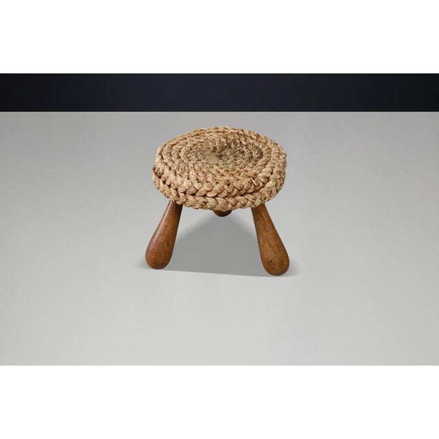 French Rope Stool by Audoux Minet, 1960s For Sale - Image 3 of 10