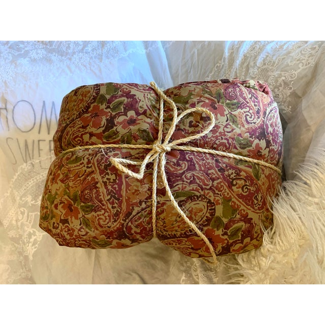 Lauren Ralph Lauren Vintage Lauren Ralph Lauren Paisley- Floral Full Queen Comforter Cover, Red Brown Green Tan Burgundy For Sale - Image 4 of 12