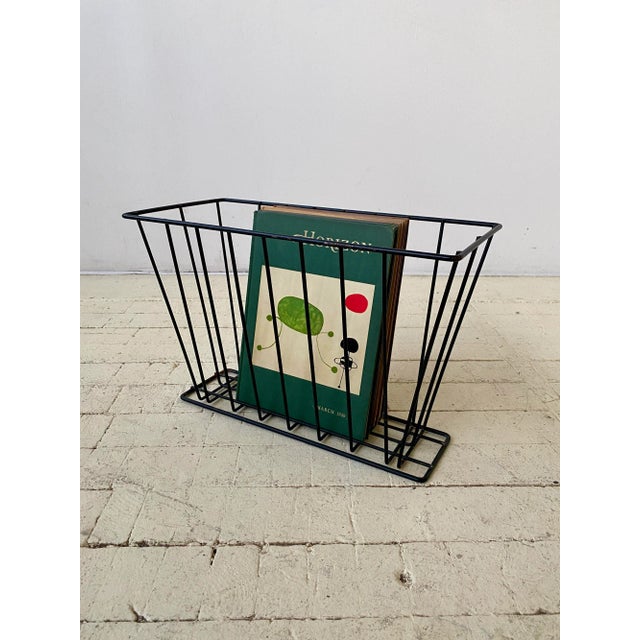 Vintage Mid Century Black Wire Magazine Rack, Circa 1950s For Sale In New York - Image 6 of 7