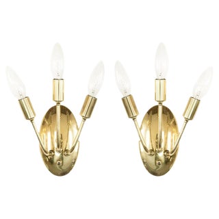 Italian Brass Sconces, 1950s - a Pair For Sale