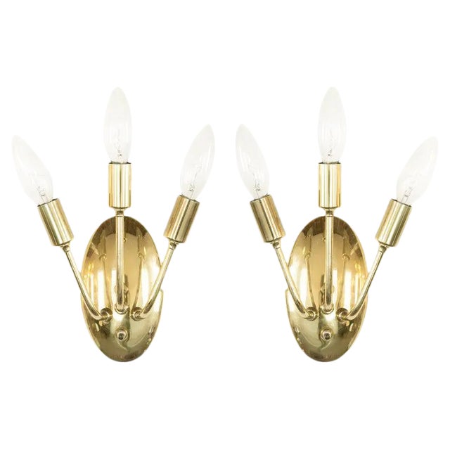 Italian Brass Sconces, 1950s - a Pair For Sale