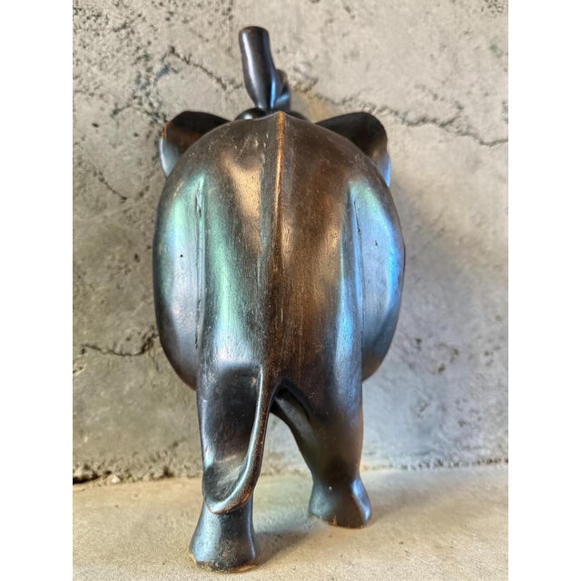 Mid Century Hand-Carved Dark Hardwood Elephant, 1970s For Sale - Image 4 of 5