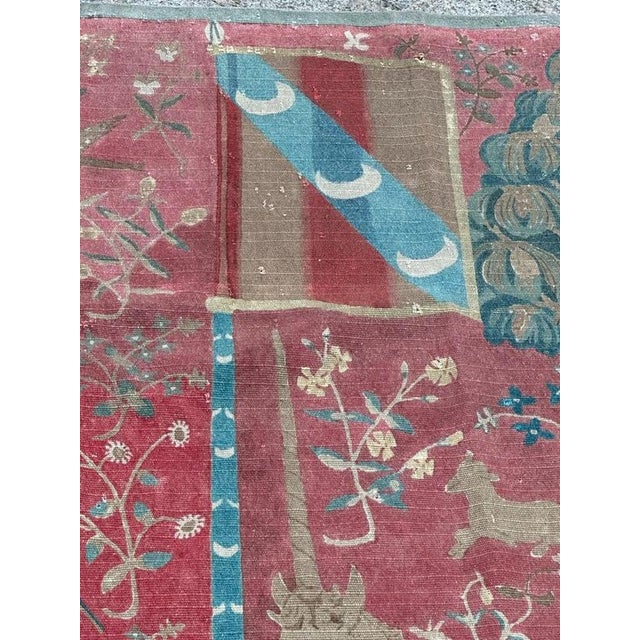 Antique French Screen Printed Tapestry Lady and Licorn, 1950s For Sale - Image 16 of 18