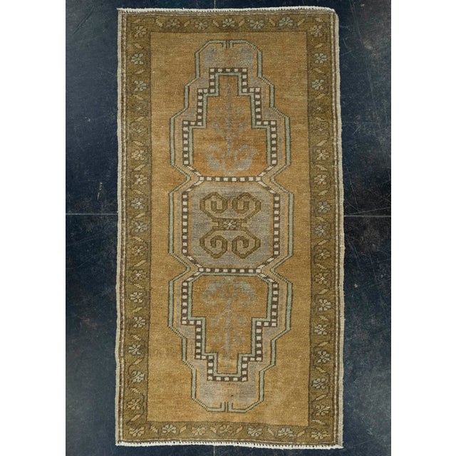 Brown Turkish Mini Rug Oriental Hand Knotted Vintage Rug 1'8" x 3'3" #16253 For Sale - Image 8 of 8
