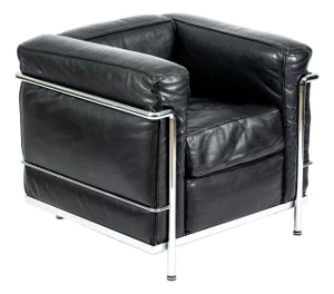 Authentic Cassina Lc2 Black Leather Petit Lounge Chair by Le Corbusier, 4x Avail