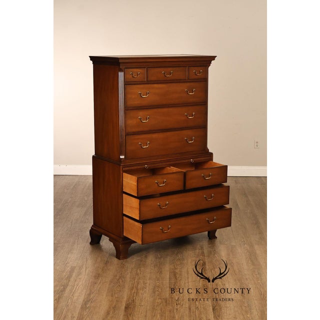 Kittinger Mahogany 10 Drawer Chippendale Style Chest-on-Chest Tall Dresser For Sale - Image 17 of 18