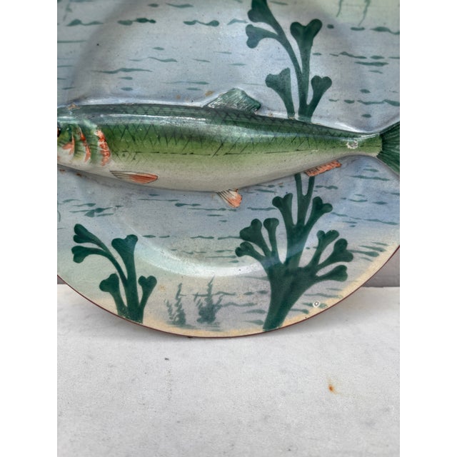 French Country 19th Century Majolica Palissy Porcelain Fish Wall Platter For Sale - Image 3 of 5