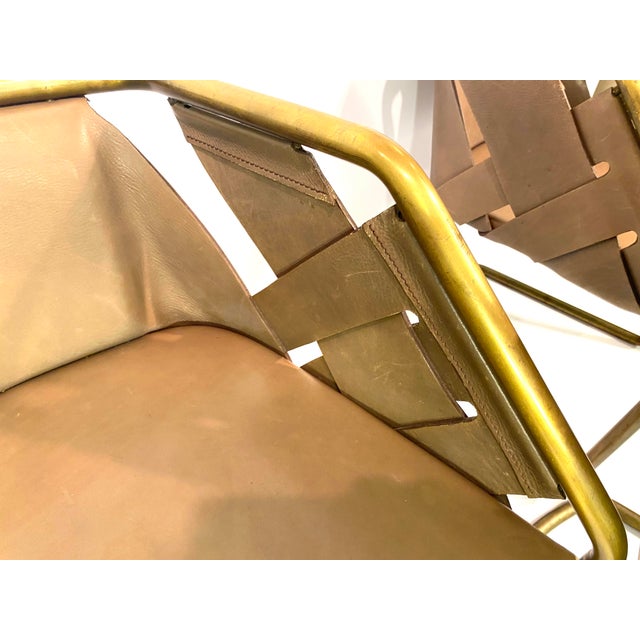Brass Leather Strip Chair by Massimo Castagna for Henge, 1990s, Set of 3 For Sale - Image 13 of 18