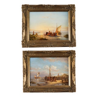 Pieter Cornelis Dommersen, Antique Landscapes, 1904 & 1910, Oil on Board Paintings, Framed, Set of 2 For Sale