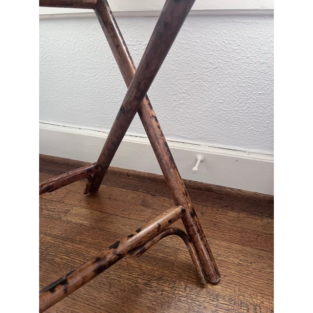 Late 20th Century British Colonial Tortoise Bamboo Wicker Butler’s Tray Table (Ralph Lauren Style) For Sale - Image 9 of 11