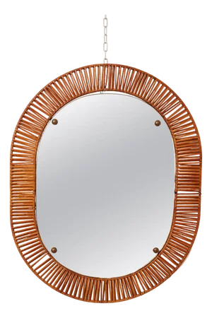 Cane Mirror with Brass Details by Franco Albini, 1960