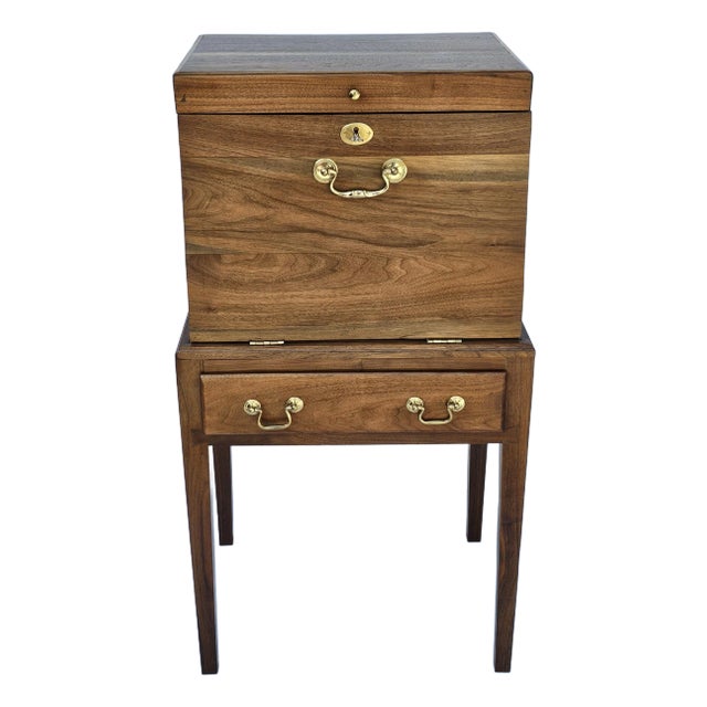 Handcrafted Federal Solid Black Walnut and Satinwood Silver Smith Chest For Sale