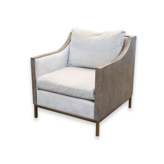 Contemporary Pair of Century Furniture Monarch Wood Wrapped Contemporary Modern Armchairs For Sale - Image 3 of 12