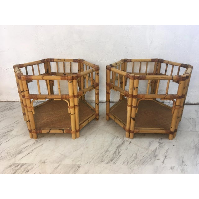 Vintage Rattan Side Tables - a Pair For Sale In Charleston - Image 6 of 6