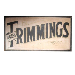 Vintage Trimmings Store Sign For Sale