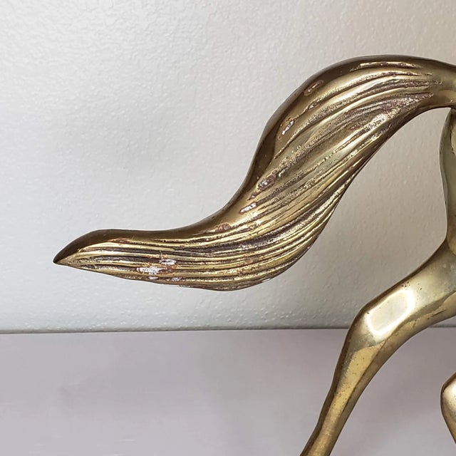 Vintage Mid-Century Modern Large Brass Galloping Horse Statue Figure For Sale - Image 4 of 10
