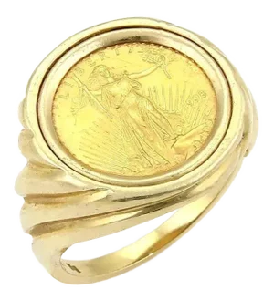 22k Saint Gaudens 1/10 Oz $5 Gold Coin Set in 14k Gold Ring - Size 10