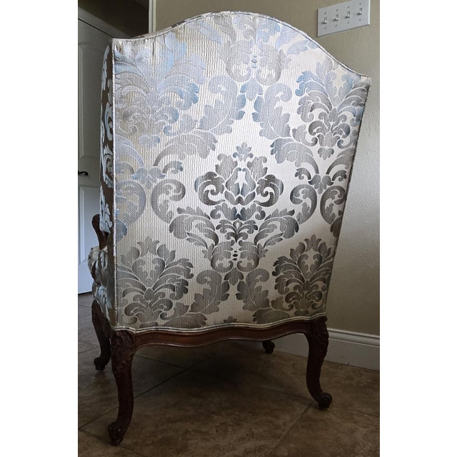Antique French Regency Bergere Armchairs, Walnut Hand-Carved in France, 18th Century, a Pair For Sale - Image 9 of 15