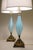 Murano 1960s Large Barovier Toso Murano Italy Thick Aqua Swirl Art Glass Ornate Brass Table Lamps - a Pair For Sale - Image 4 of 11